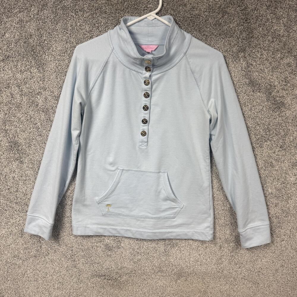 Lilly Pulitzer Sweatshirt M Powder Blue Athleisure Preppy Sporty Coastal Lounge